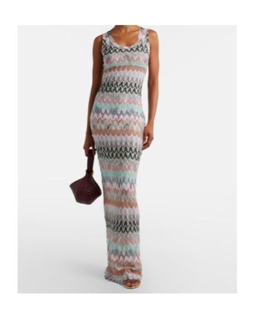 Missoni White Sequin-Knit Metallic Gown