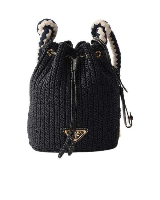 Prada Black Crochet Mini Bucket Bag