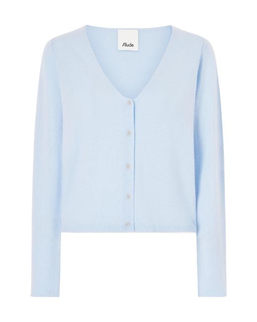 Allude Blue Cropped Knit Cardigan