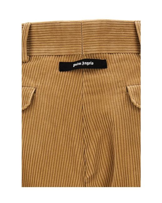 Palm Angels Natural Side Stripe Detailed Corduroy Pants for men