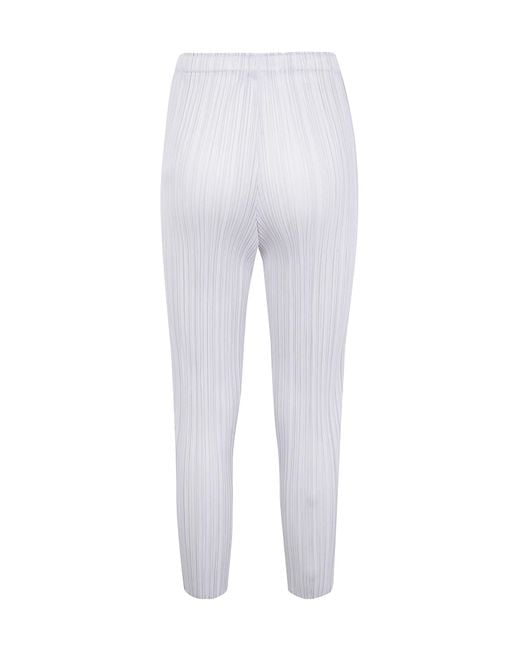 Pleats Please Issey Miyake White Pleated Trousers