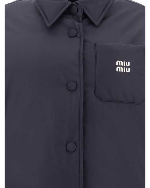 Miu Miu Blue Cropped Puffer Jacket