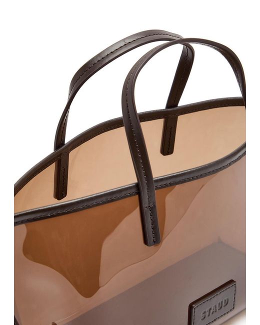 Staud Brown Mini Leather And Pvc Tote