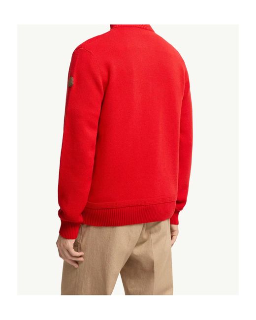 Moncler Red Wool Cashmere Blend Turtleneck Sweater for men