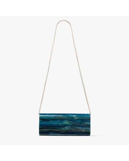 Jimmy Choo Blue Marble-Effect Sweetie Clutch Bag
