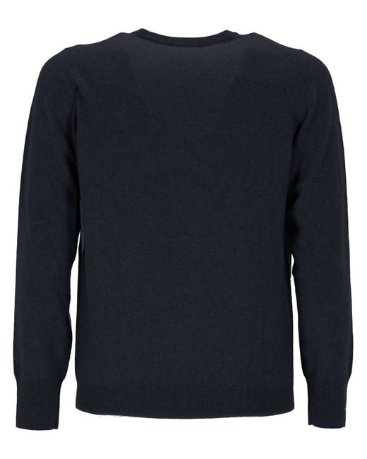 Soft Goat Blue Crew Neck Long-Sleeved Knitwear for men