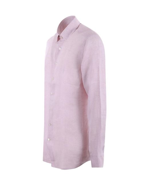 Etro Purple Pegaso-Embroidered Long-Sleeved Shirt for men