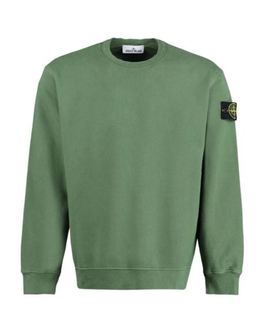Stone Island Green Compass-Patch Cotton Sweatshirt for men