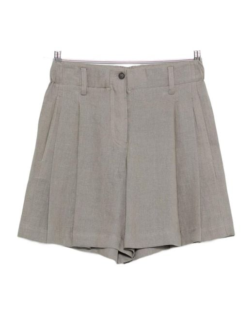 Brunello Cucinelli Gray Double Pleated Shorts