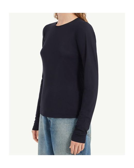 MM6 by Maison Margiela Blue Long Sleeved Crewneck Top