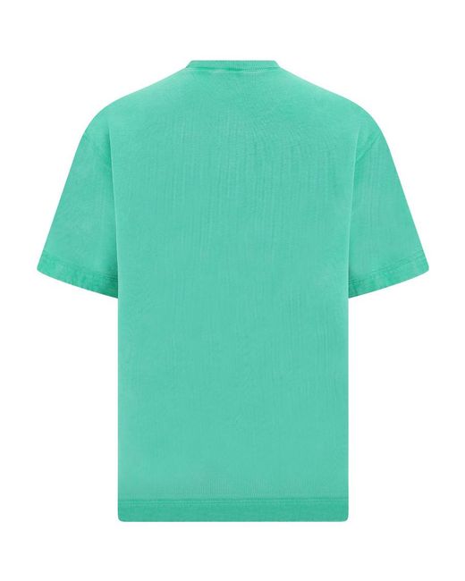 DSquared² Green Drop-Shoulder Cotton T-Shirt for men