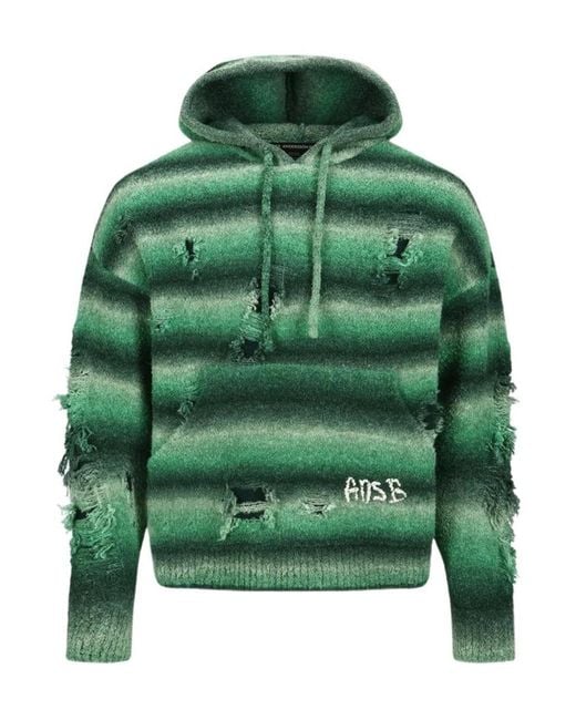 ANDERSSON BELL Green Gradient Distressed Hoodie for men