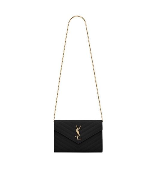 Saint Laurent White Monogram Chain Wallet