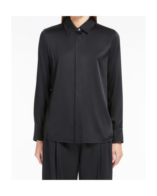 Max Mara Blue Studio Baden Curved Hem Long-Sleeved Top