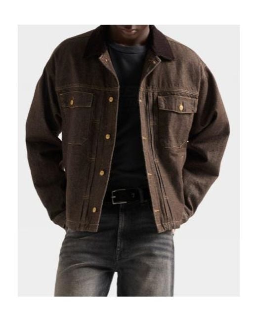 7 For All Mankind Brown Corduroy-Collar Denim Jacket for men