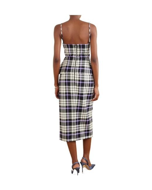 Carolina Herrera White Checked Wool-Blend Midi Dress
