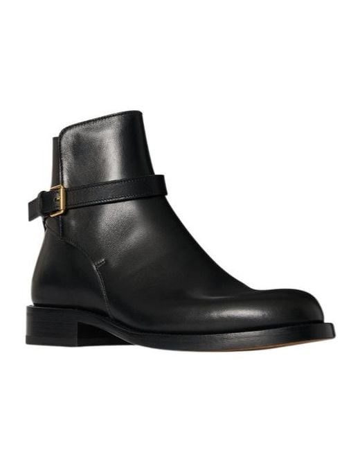 The Row Black Nobilis Buckle Leather Ankle Boots