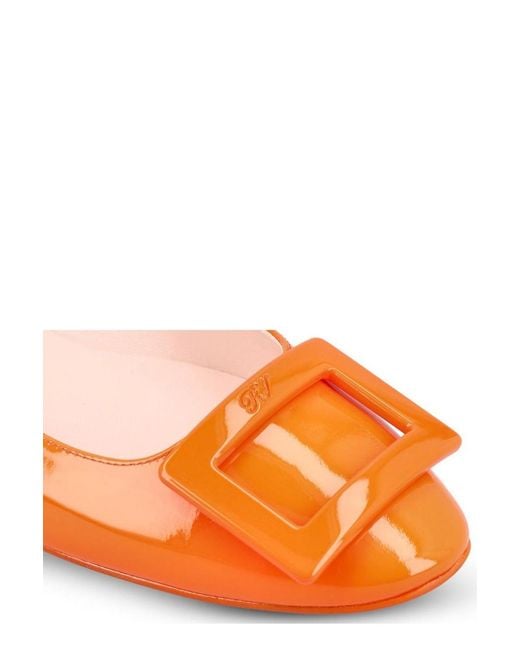 Roger Vivier Orange Logo Embossed Flat Shoes
