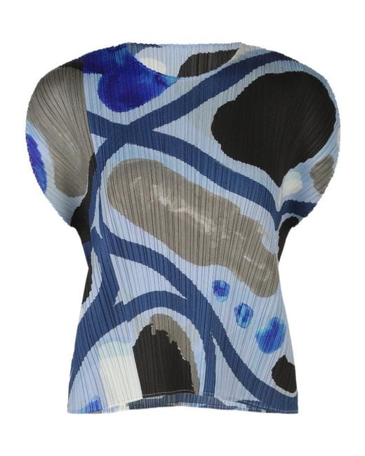 Pleats Please Issey Miyake Blue Roll Top