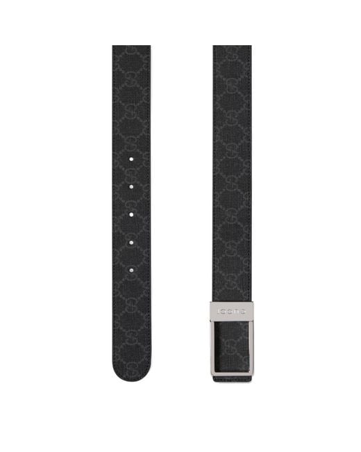 Gucci White Reversible Belt With Rectangular Buckle for men