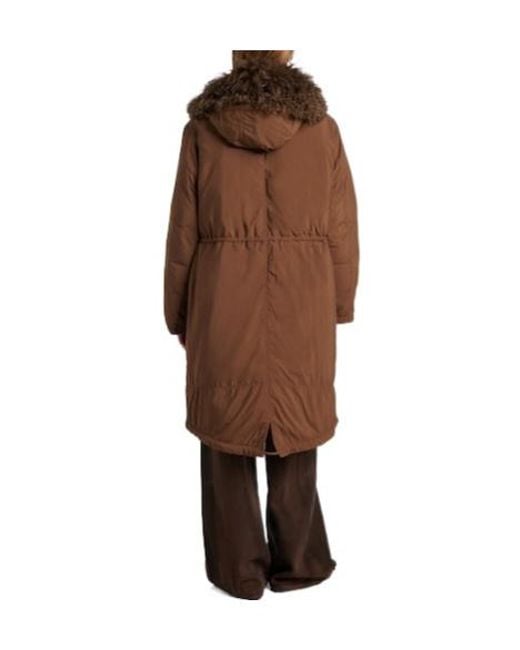 Yves Salomon Brown Shearling-Trimmed Down Coat