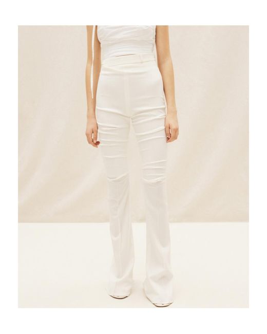 Jacquemus White High-Waisted Flared Trousers