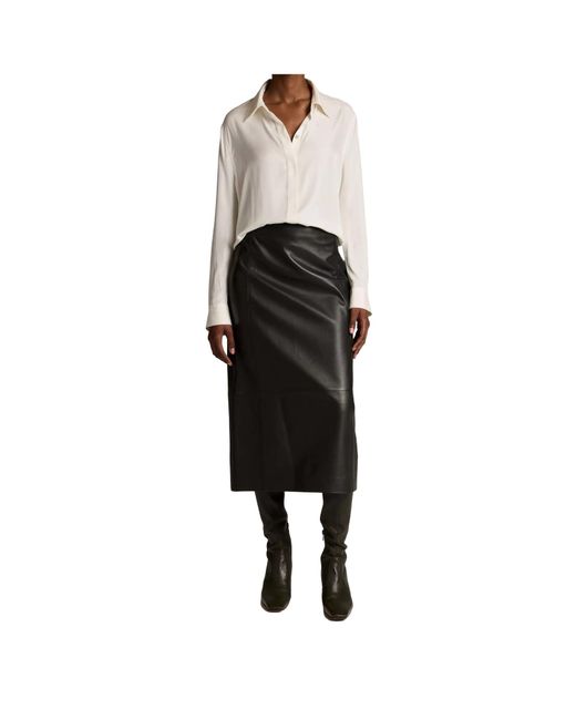 Vince White Double-Detail Silk-Blend Button-Front Shirt