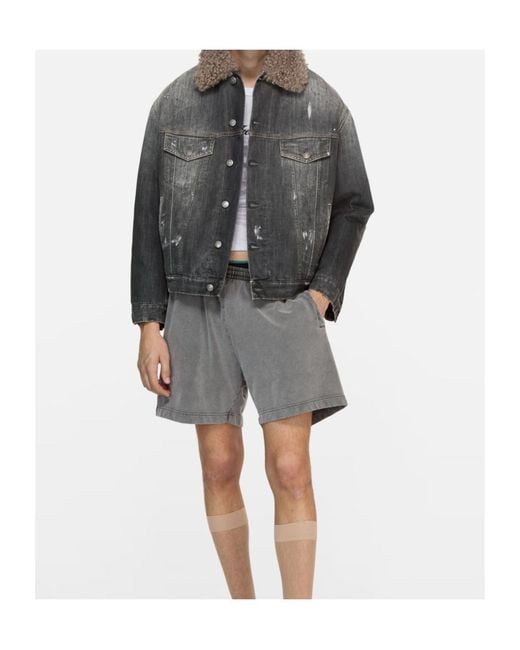 Acne Gray Distressed Denim Jacket for men