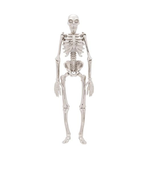 McQueen White Dancing Skeleton Pin Brooch for men