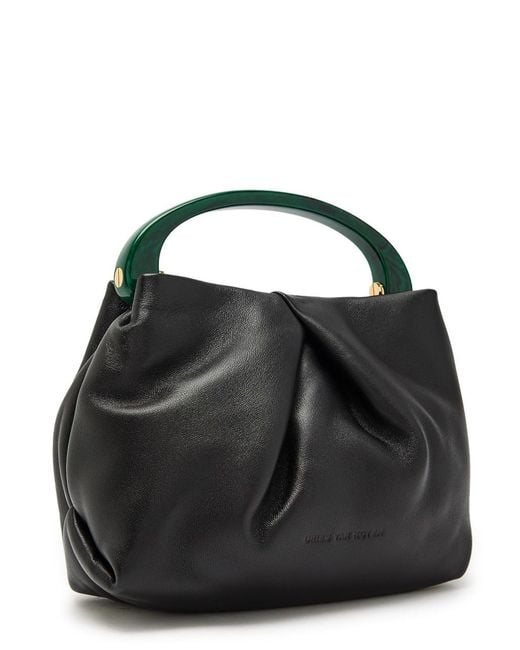 Dries Van Noten Black Crisp Leather Top Handle Bag