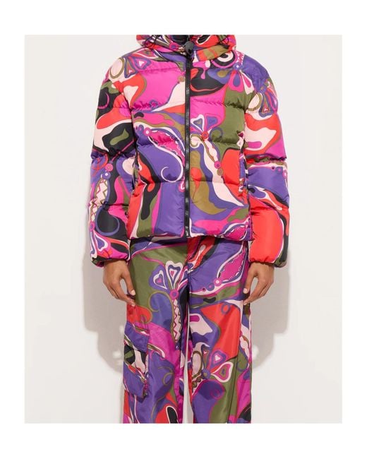 Emilio Pucci Red Pucci Printed Down Jacket