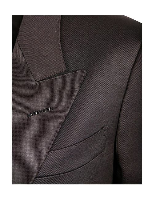 Tom Ford Black Double Breasted Satin Blazer