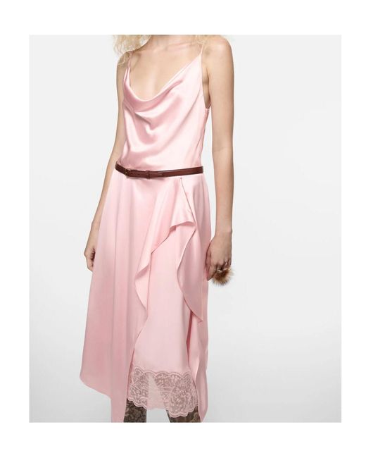 Acne Pink Shiny Satin Slip Dress