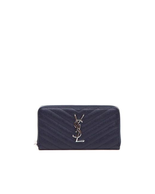 Saint Laurent Blue Zipper Wallet
