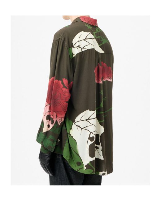 Our Legacy Green Floral Print Long-Sleeve Shirt for men