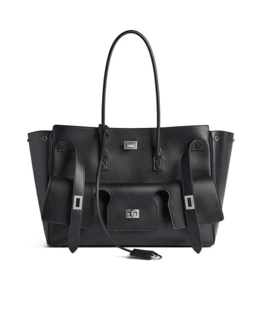 Balenciaga Bel Air Twist-Lock Medium Tote Bag in Black | Lyst
