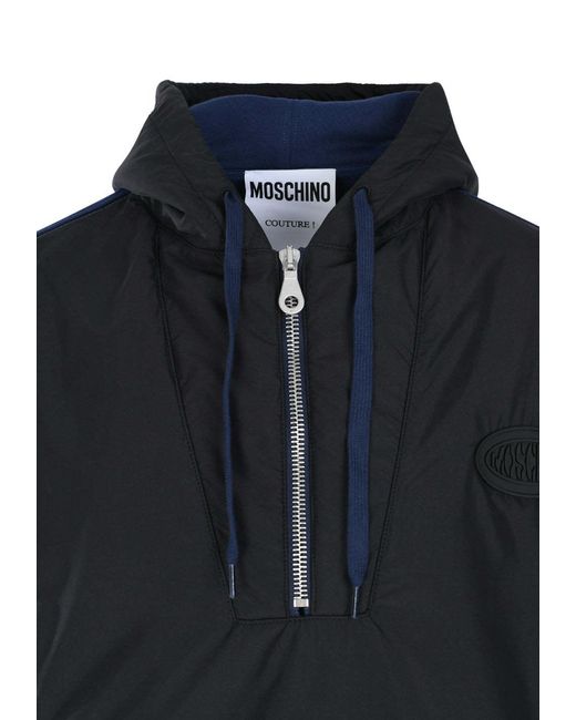 Moschino Blue Colour-Block Hooded Jacket for men