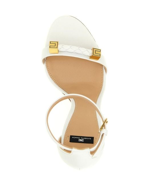 Elisabetta Franchi White Ankle-Strap Stiletto Sandals