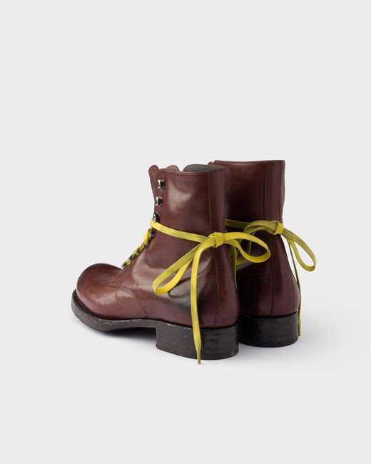 Prada Brown Lace-Up Ankle Boots for men