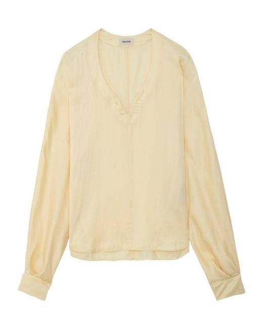 Zadig & Voltaire Natural Tonastir Satin-Finish Blouse
