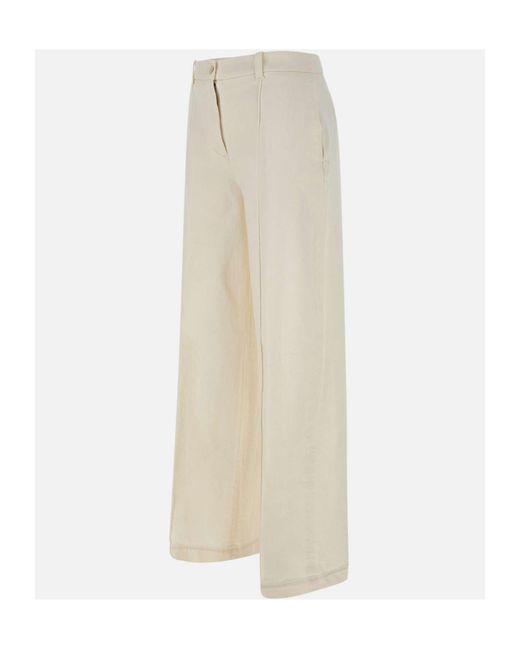 Eleventy White Wide-Leg Pressed-Pleat Pants