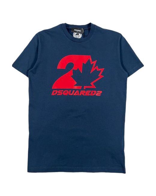 DSquared² Blue Logo Printed Crewneck T-Shirt for men