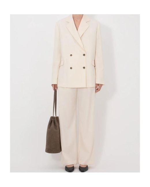 Loulou de Saison Natural Donau Lds Double-Breasted Flap Blazer