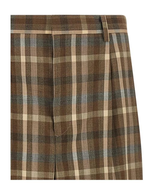 Auralee Natural Super 130's Wool Plaid Casual Pants