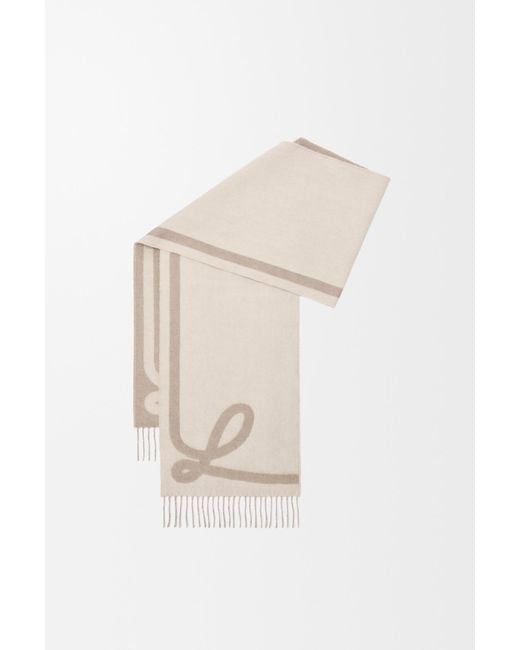 Loewe White Fringed Edge Scarf
