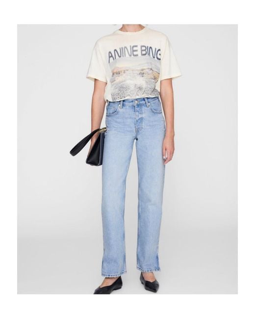 Anine Bing White Wildflower-Graphic T-Shirt