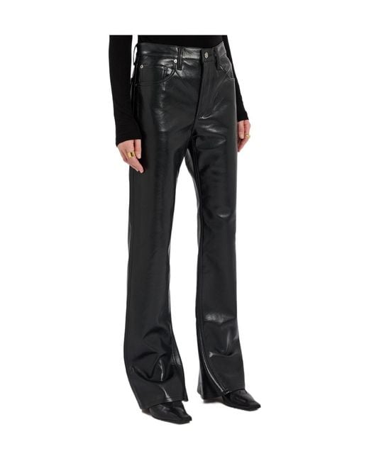 Agolde Gray Bootcut Leather Trousers