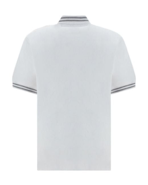 Brunello Cucinelli White Short-Sleeved Polo Shirt for men