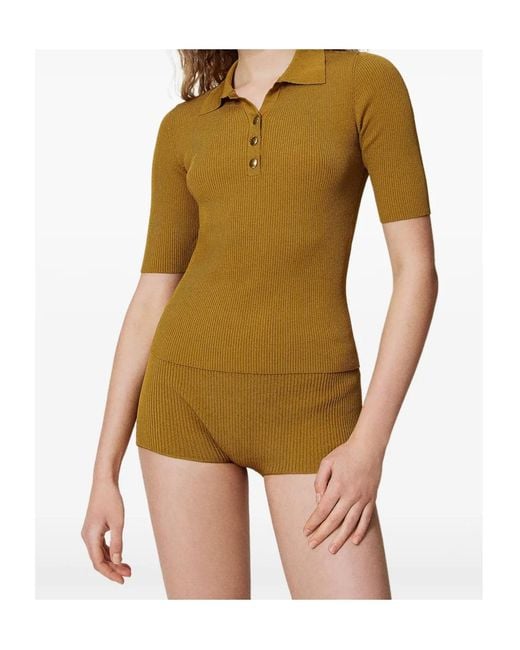 Twinset Natural Knitted Mini Shorts