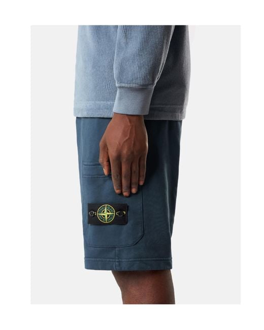 Stone Island Blue Regular-Fit Jogger Shorts With Cargo Pocket for men